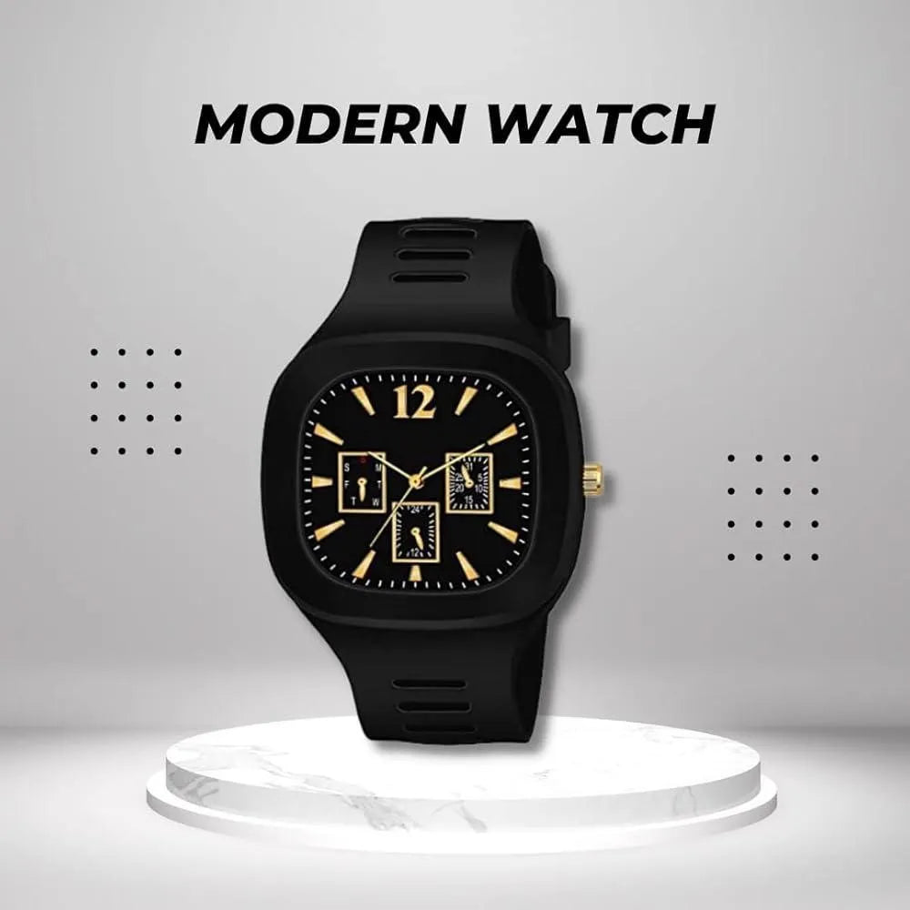Modern Black Gold Watch for Men Pakistan