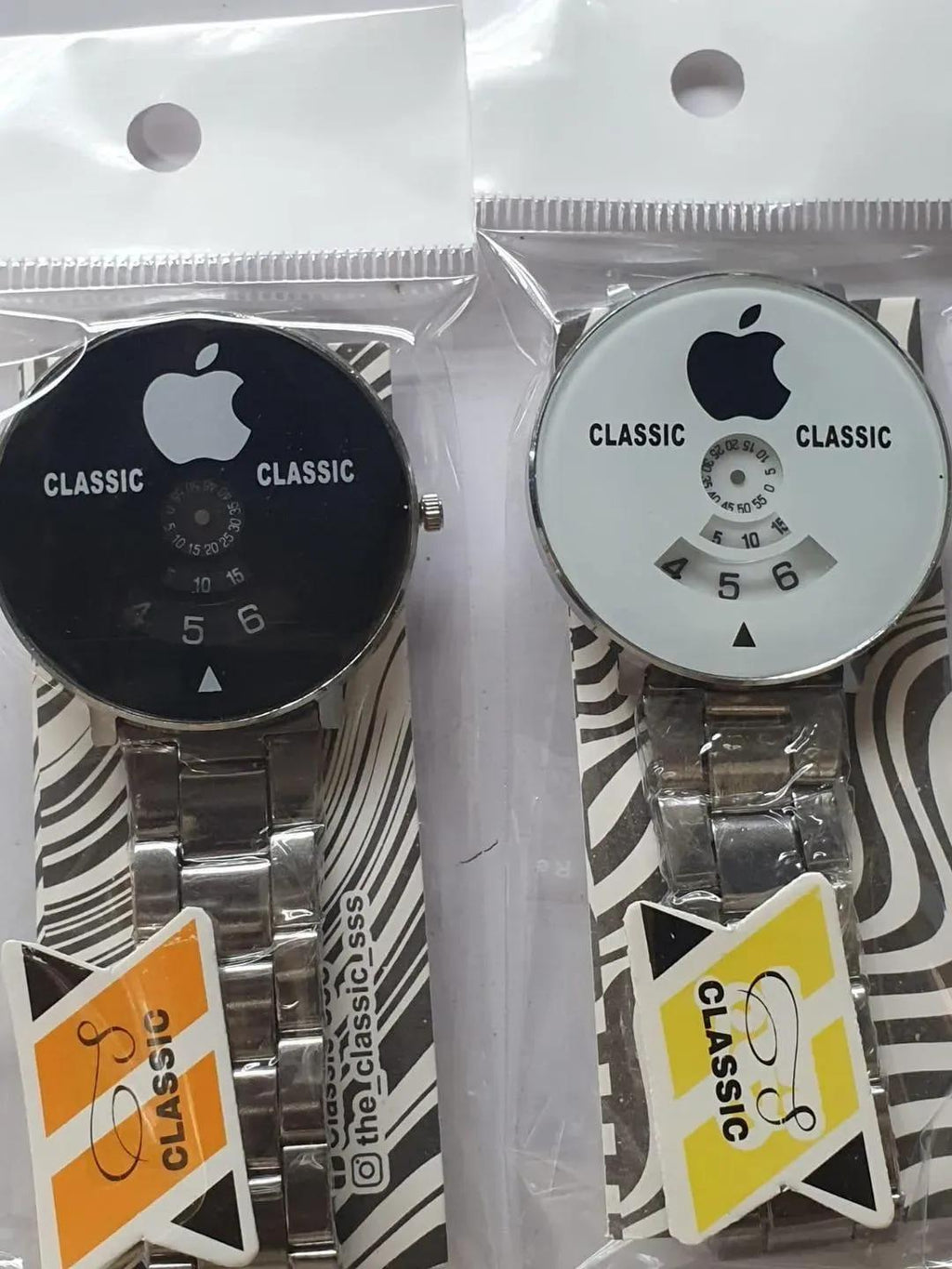 Classic Apple Logo Kids Watches Black White Steel Band