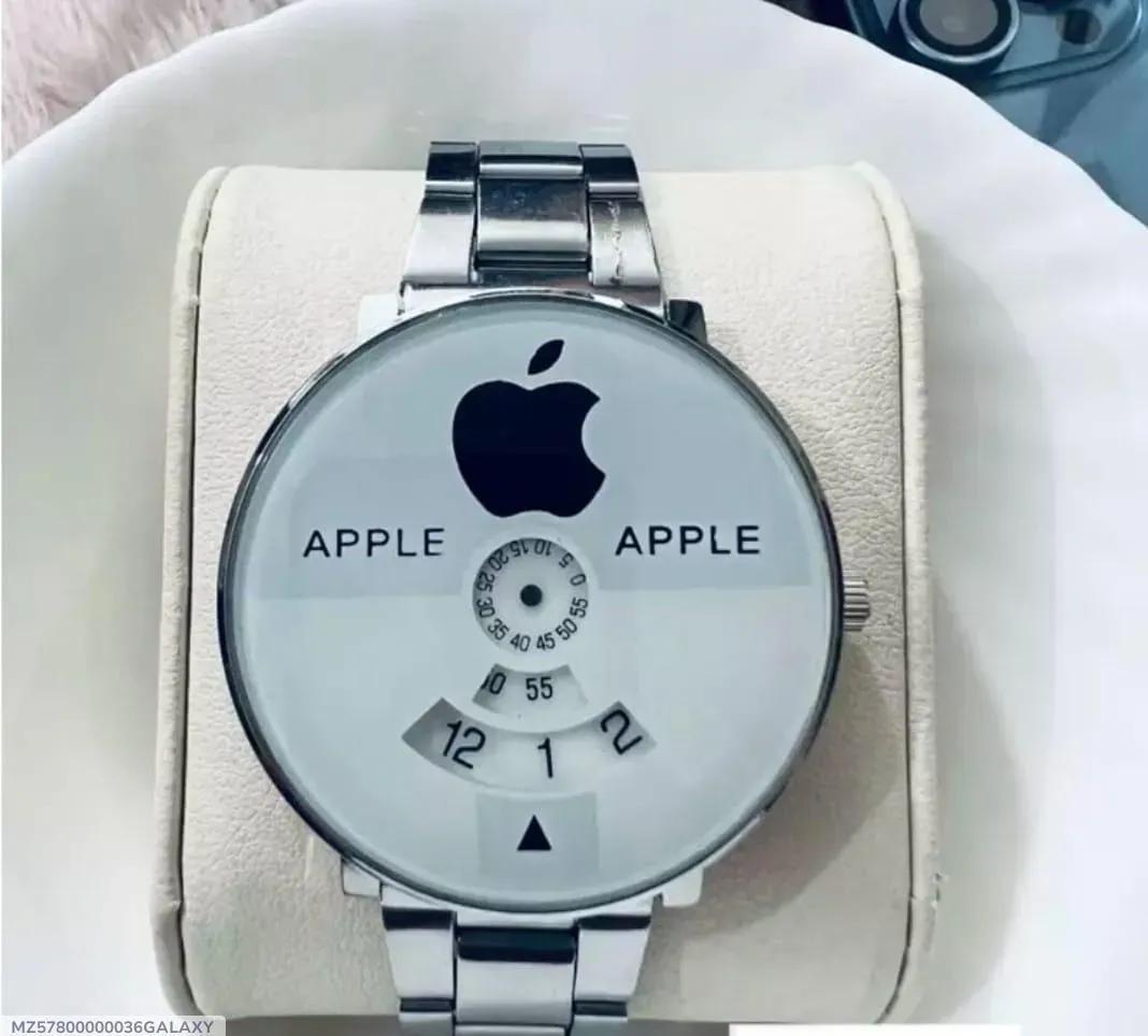 Classic Apple Logo Kids Watches Black White Steel Band