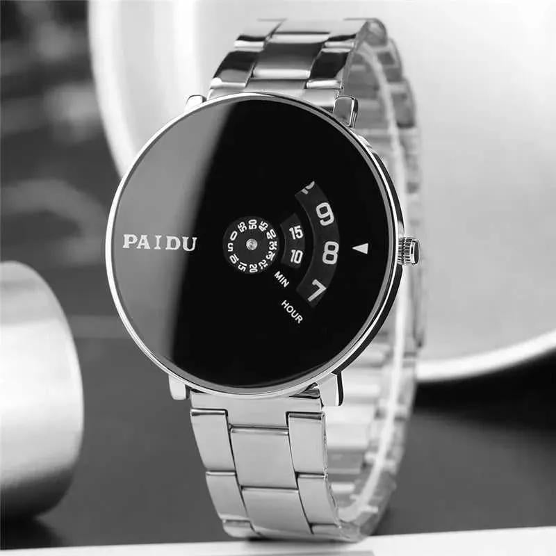 Classic Apple Logo Kids Watches Black White Steel Band
