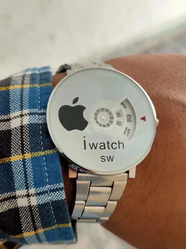 Classic Apple Logo Kids Watches Black White Steel Band