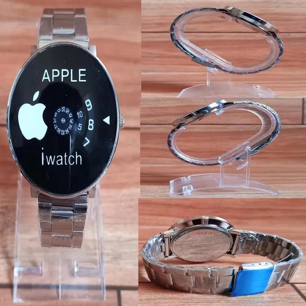 Classic Apple Logo Kids Watches Black White Steel Band