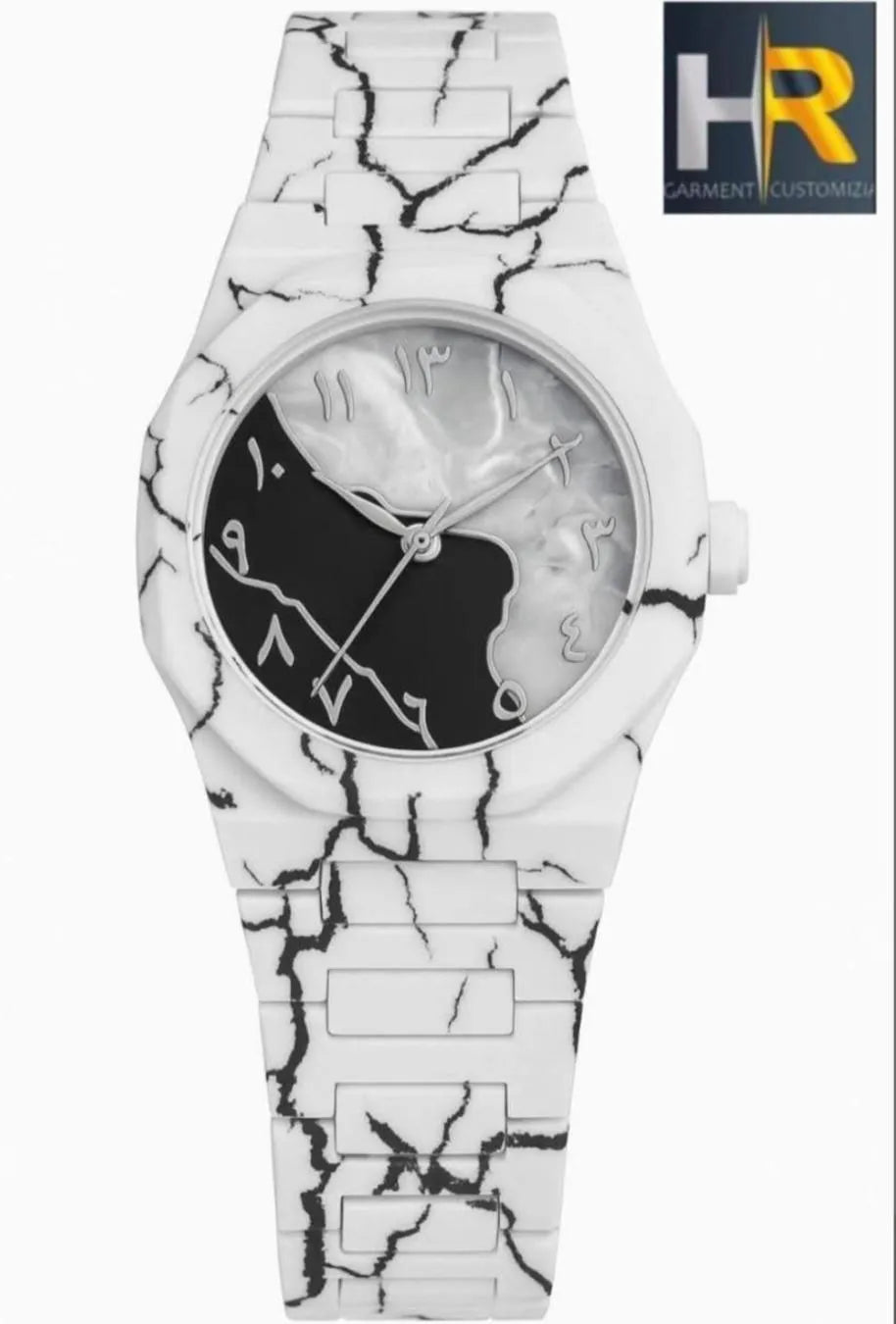 Unisex Marble Vein Watch Black White Pearl Black
